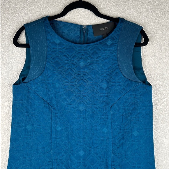 J. Crew Jade Green Geometric Sleeveless Classic Modern Sheath Dress Size Small - Picture 2 of 6